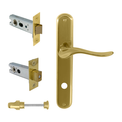 Haven Oval Backplate Privacy Set in Polished Brass Unlacquered