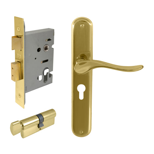 Haven Oval Backplate Entrance Set - E48 in Polished Brass Unlacquered