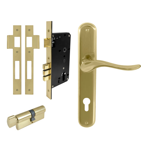 Haven Oval Backplate Entrance Set - E85 in Polished Brass