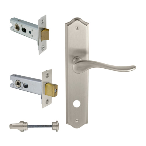 Haven Traditional Backplate Privacy Set in Brushed Nickel