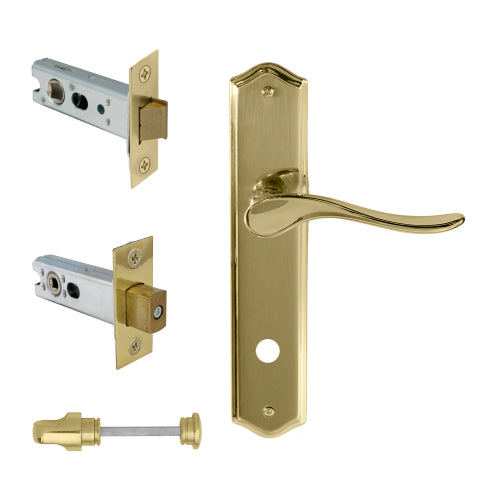 Haven Traditional Backplate Privacy Set in Polished Brass