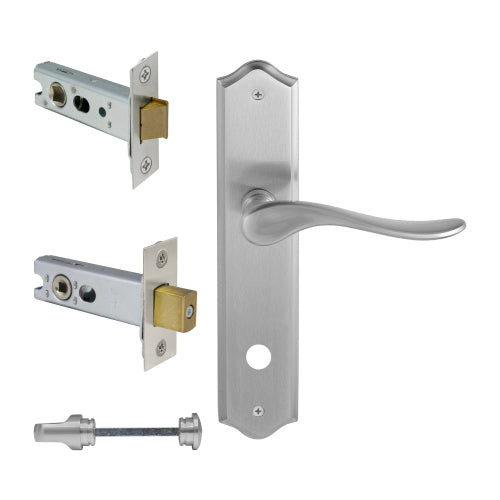 Haven Traditional Backplate Privacy Set in Satin Chrome