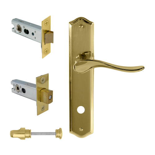 Haven Traditional Backplate Privacy Set in Polished Brass Unlacquered