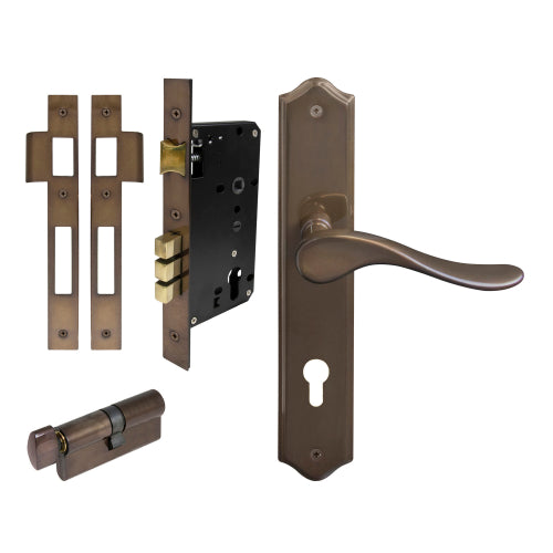 Haven Traditional Backplate Entrance Set - E85 in Antique Bronze