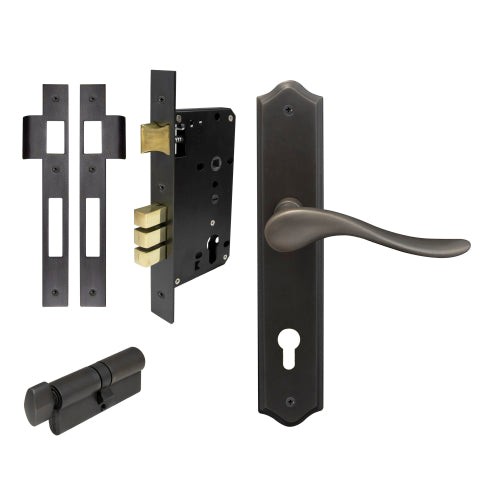Haven Traditional Backplate Entrance Set - E85 in Dark Roman Brass