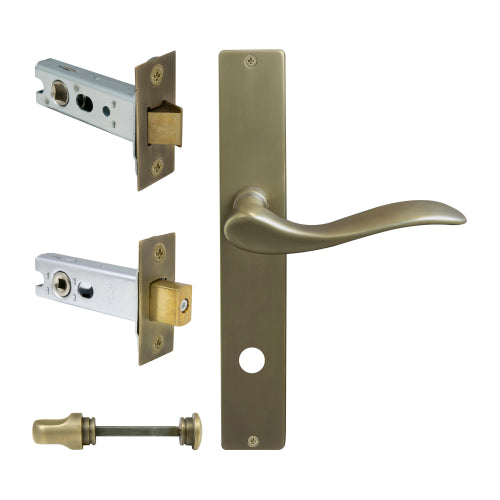 Hermitage Square Backplate Privacy Set in Roman Brass
