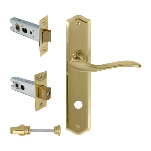 Hermitage Traditional Backplate Privacy Set in Polished Brass