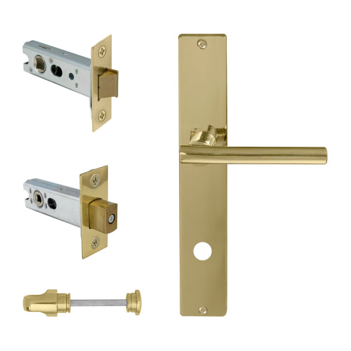 Charleston Square Backplate Privacy Set in Polished Brass