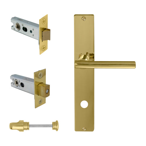 Charleston Square Backplate Privacy Set in Polished Brass Unlacquered