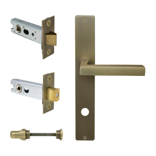 Federal Square Backplate Privacy Set in Roman Brass