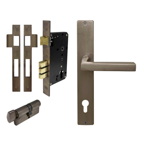 Federal Square Backplate Entrance Set - E85 in Natural Bronze