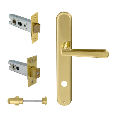 Villa Oval Backplate Privacy Set in Polished Brass Unlacquered