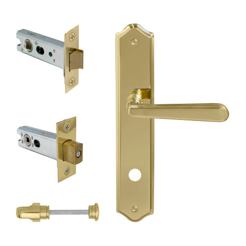 Villa Traditional Backplate Privacy Set in Polished Brass