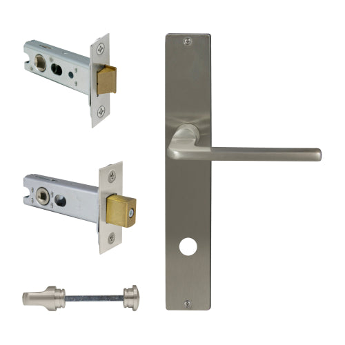 Chalet Square Backplate Privacy Set in Brushed Nickel