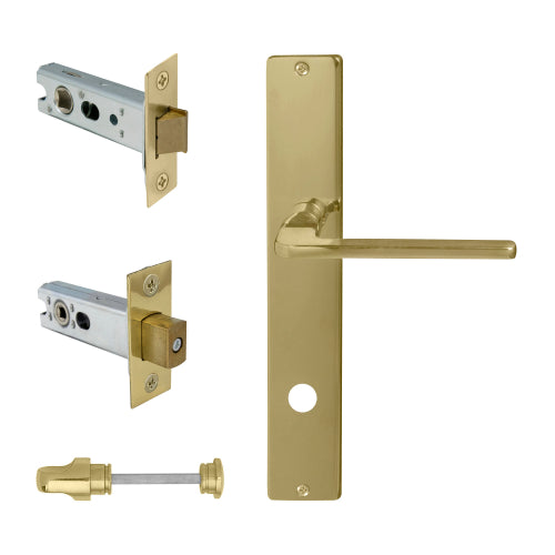 Chalet Square Backplate Privacy Set in Polished Brass