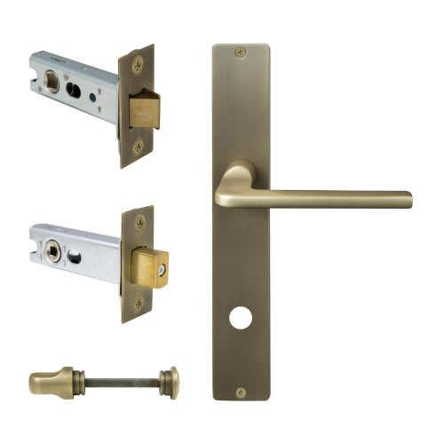 Chalet Square Backplate Privacy Set in Roman Brass