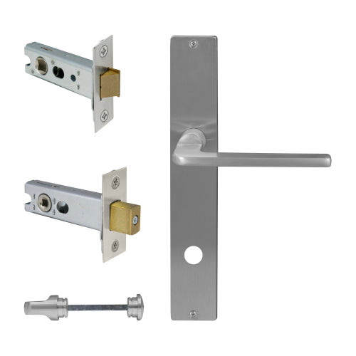 Chalet Square Backplate Privacy Set in Satin Chrome