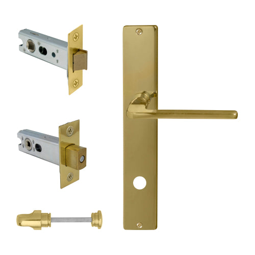 Chalet Square Backplate Privacy Set in Polished Brass Unlacquered