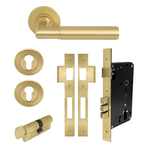 NIDO - Sona Round Rose Entrance Set in Matt Satin Brass