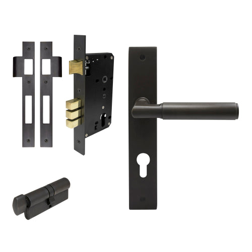 NIDO - Sona Square Backplate Entrance Set in Dark Roman Brass