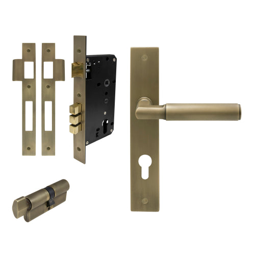 NIDO - Sona Square Backplate Entrance Set in Roman Brass