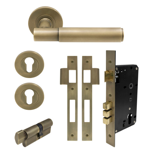 NIDO - Verge Plain Round Rose Entrance Set in Roman Brass