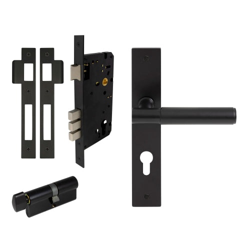 NIDO - Linear Square Backplate Entrance Set in Matt Black
