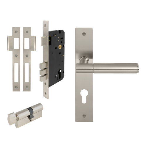 NIDO - Verge Plain Square Backplate Entrance Set in Brushed Nickel
