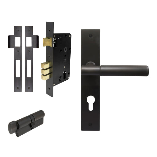 NIDO - Verge Plain Square Backplate Entrance Set in Dark Roman Brass