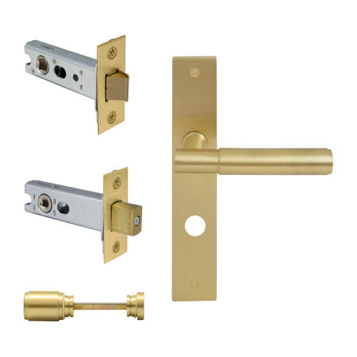 NIDO - Linear Square Backplate Privacy Set in Matt Satin Brass