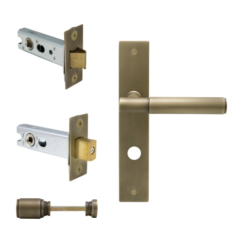 NIDO - Linear Square Backplate Privacy Set in Roman Brass