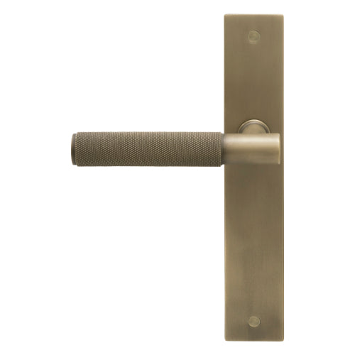 NIDO -Verge Square Backplate Dummy Lever LH-Knurled in Roman Brass
