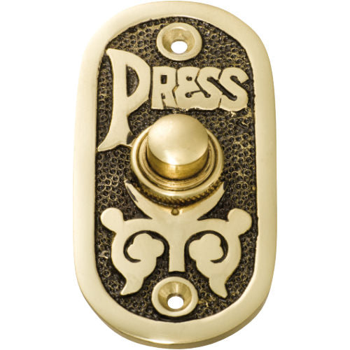 Bell Press Oval Polished Brass H80xW40mm in Polished Brass