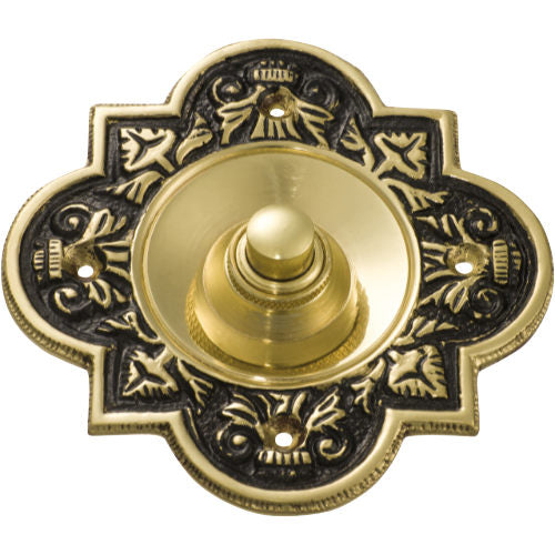 Bell Press Ornate Polished Brass H90xW90mm in Polished Brass