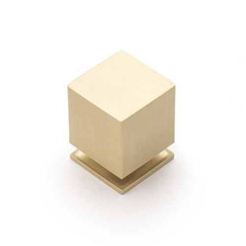 Castella Cube Cabinet Knob in Satin Brass