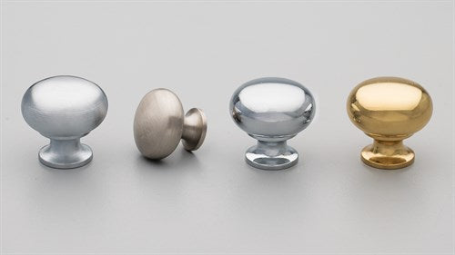 Brass Cabinet Knob 30mm Mushroom Brushed Nickel in Satin Nickel