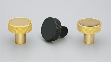 Bugle Cabinet Knob 32mm diameter Brass Black Paint Matt#3 in Matt Black