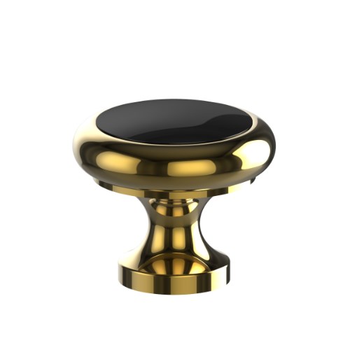 Two Tone Cabinet Knob 30mm BaseTop in Polished Brass / Black Gloss