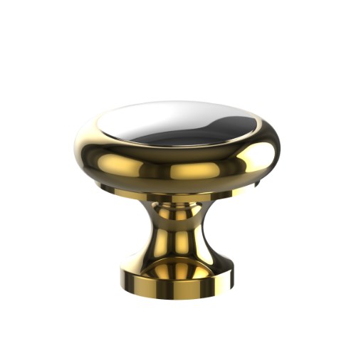 Two Tone Cabinet Knob 30mm Base Top in Polished Brass / Polished Chrome