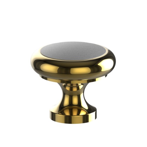 Two Tone Cabinet Knob 30mm Base Top in Polished Brass / Satin Chrome