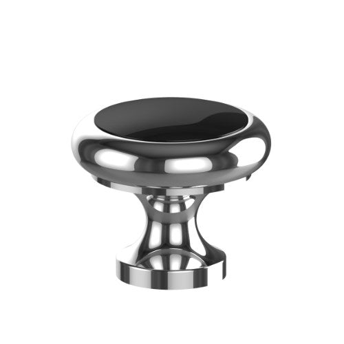 Two Tone Cabinet Knob 30mm Base Top in Polished Chrome / Black