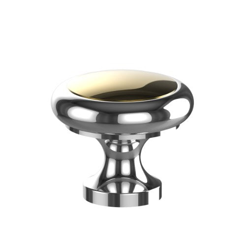 Two Tone Cabinet Knob 30mm Base Top in Polished Chrome / Polished Brass