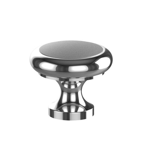Two Tone Cabinet Knob 30mm Base Top in Polished Chrome / Satin Chrome