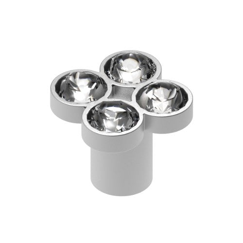 Cabinet Knob. Rigel Cluster Knob 4 Stone in Satin Chrome