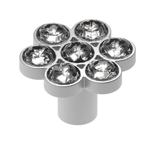 Cabinet Knob. Rigel Cluster Knob 7 Stone in Satin Chrome