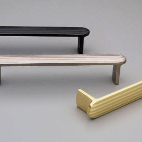 Reeded Handle 128mm C to C Black Paint Matt#7 in Matt Black