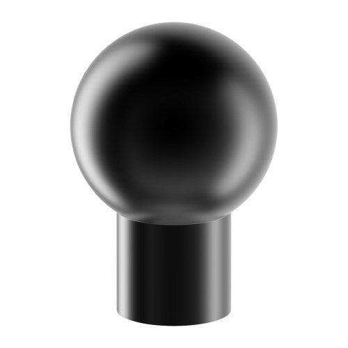 Black SFD K015 cabinet knob by Style Finish Doorware with a sleek, modern design, mounted on a wooden cabinet door.