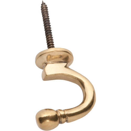 Curtain Tie Back Hook Standard Polished Brass P45mm in Polished Brass