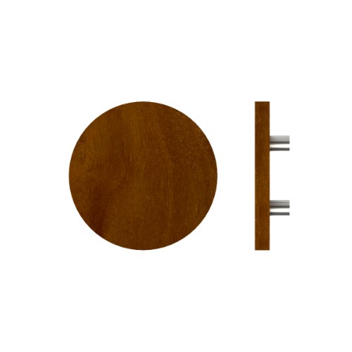 Single T01 Timber Entrance Pull Handle, American Walnut, Ø300mm x Projection 68mm, Coated in Raw Timber (ready to stain or paint) in Walnut / Satin Nickel
