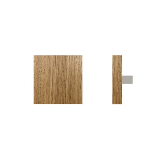 Single T03 Timber Entrance Pull Handle, Tasmanian Oak, 150mm x 150mm x Projection 68mm, Coated in Raw Timber (ready to stain or paint) in Tasmanian Oak / Polished Nickel
